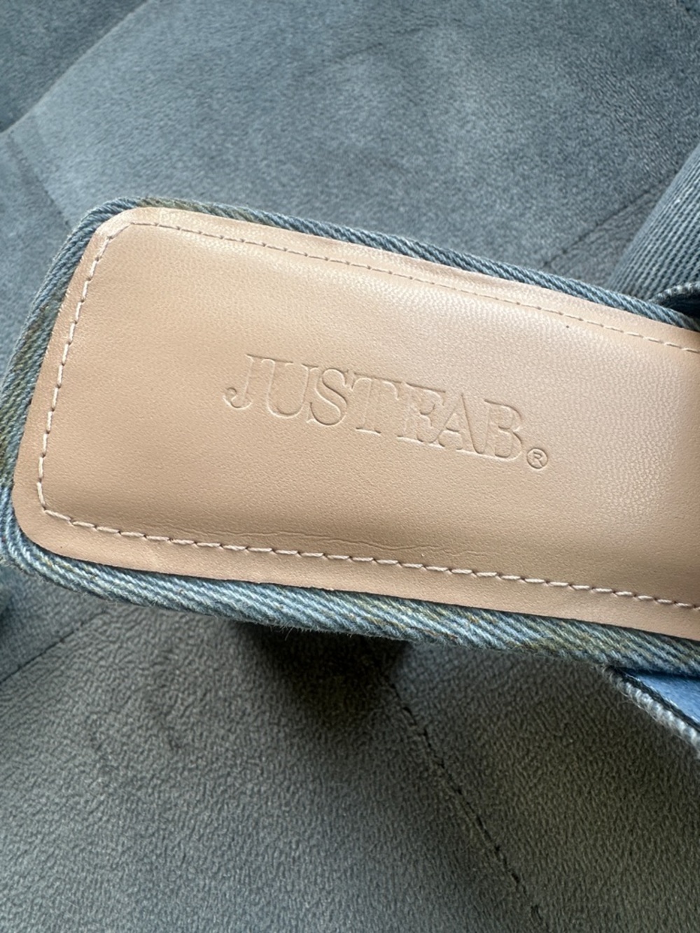 JustFab Light Blue Denim Pointed Mule Heels - Picture 2 of 5